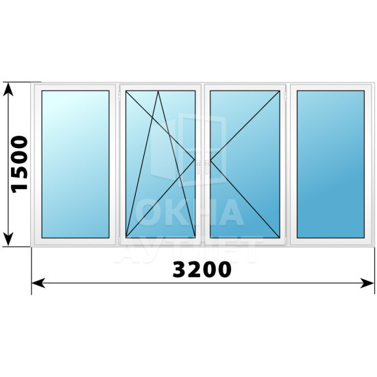 Теплое пластиковое остекление балкона 1500×3200 ОА-33519