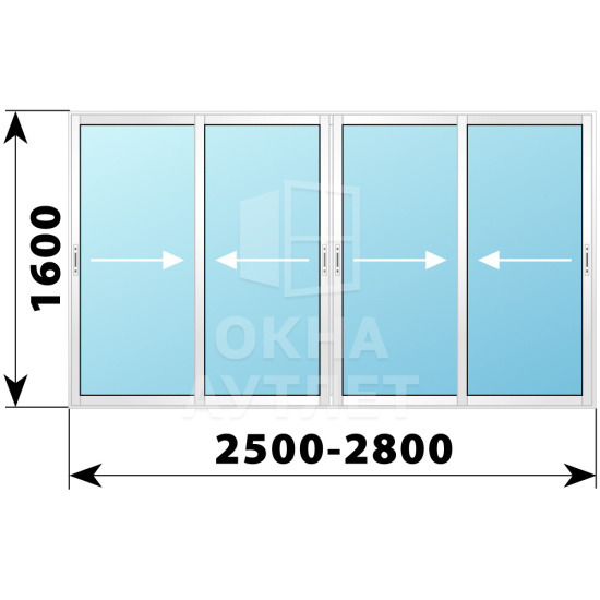 Холодное пластиковое раздвижное остекление 1600×2500-2800 ОА-33582