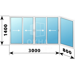 Холодное пластиковое раздвижное остекление 1400×3800 ОА-33528