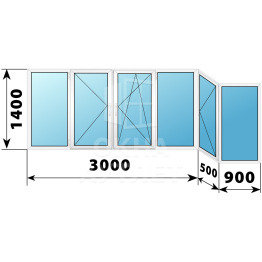 Теплое пластиковое остекление балкона 1400×4400 ОА-33537