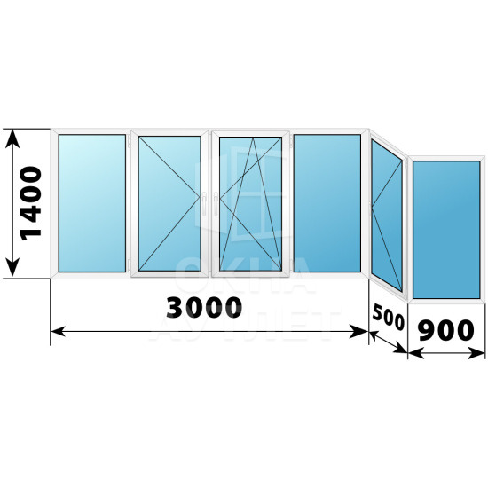 Теплое пластиковое остекление балкона 1400×4400 ОА-33537