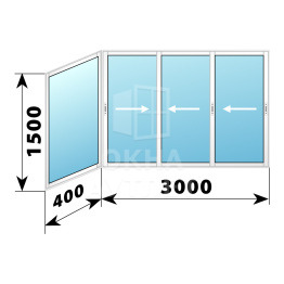 Холодное алюминиевое раздвижное остекление 1500×3400 ОА-33306