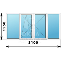 Теплое пластиковое остекление балкона 1550×3100 ОА-33522