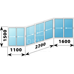 Холодное пластиковое раздвижное остекление 1500×4900 ОА-33735