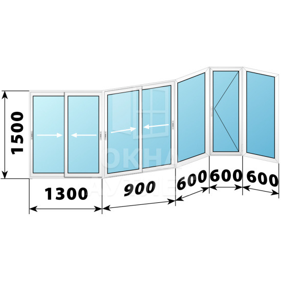 Холодное алюминиевое раздвижное остекление 1500×4000 ОА-33369