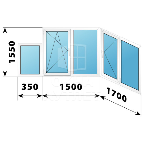 Теплое пластиковое остекление балкона 1550×3550 ОА-33558