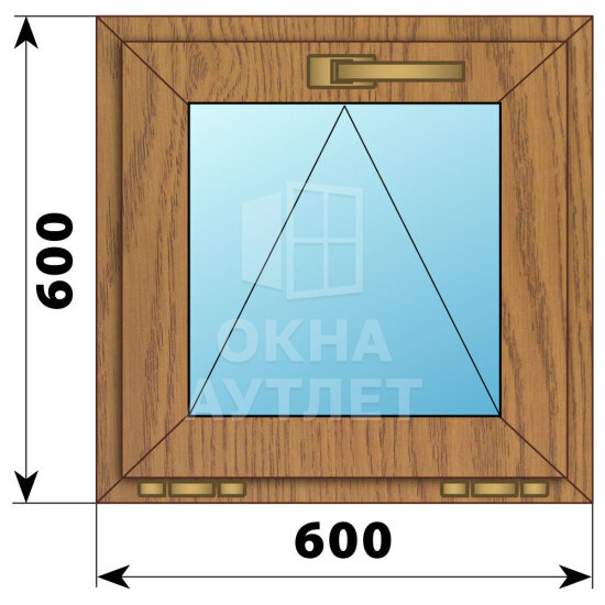 Откидное окно из лиственницы 600×600 ОА-44229