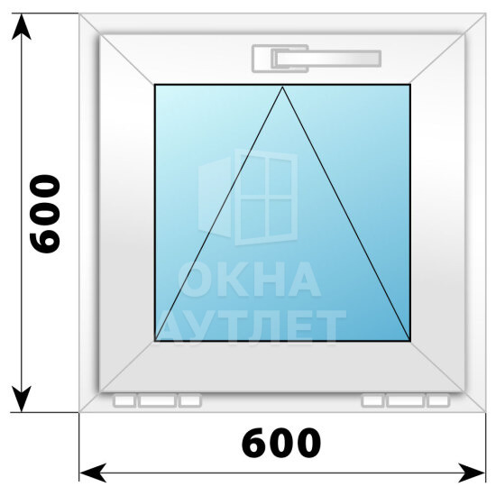 Откидное пластиковое окно 600×600 ОА-39166