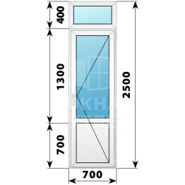 Пластиковая балконная дверь с фрамугой с глухим низом 700×2500 П ОА-57457