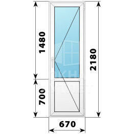 Пластиковая балконная дверь с глухим низом 670×2180 П ОА-57049