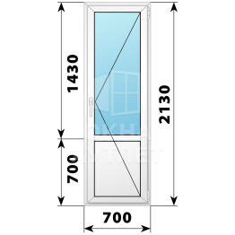 Пластиковая балконная дверь с глухим низом 700×2130 П ОА-57058