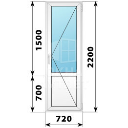 Пластиковая балконная дверь с глухим низом 720×2200 П ОА-57172