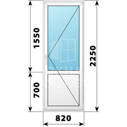 Пластиковая балконная дверь с глухим низом 820×2250 П ОА-57481
