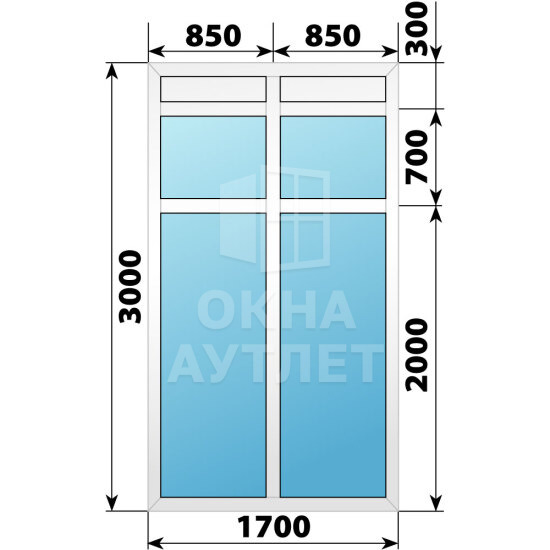 Пластиковая комбинированная перегородка 1700×3000 ОА-67408