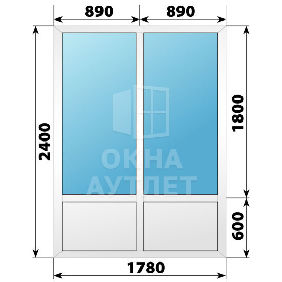 Пластиковая комбинированная перегородка 1780×2400 ОА-67534