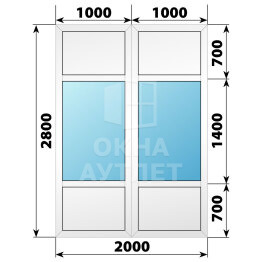 Пластиковая комбинированная перегородка 2000×2800 ОА-67450