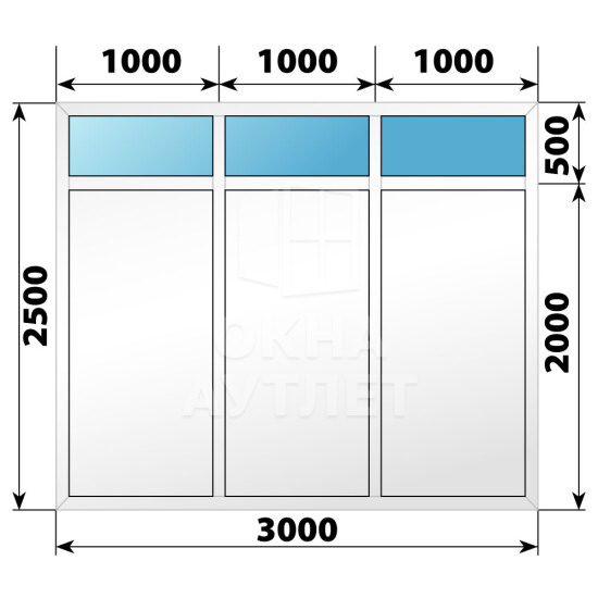 Пластиковая комбинированная перегородка 3000×2500 ОА-67681