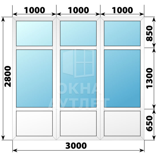 Пластиковая комбинированная перегородка 3000×2800 ОА-67744