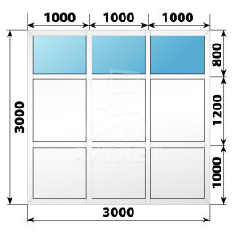 Пластиковая комбинированная перегородка 3000×3000 №2 ОА-67789