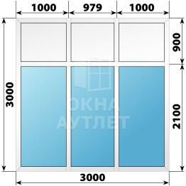 Пластиковая комбинированная перегородка 3000×3000 ОА-67786
