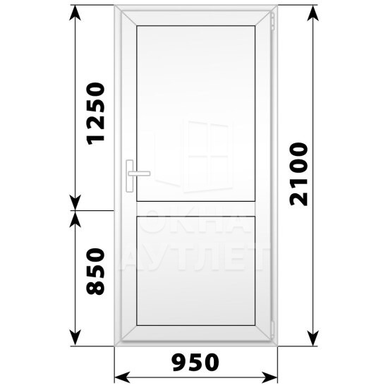 Пластиковая межкомнатная одностворчатая глухая дверь 950×2100 ОА-57334