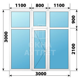 Пластиковая перегородка с дверью 3000×3000 ОА-67336