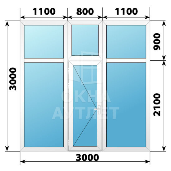 Пластиковая перегородка с дверью 3000×3000 ОА-67336