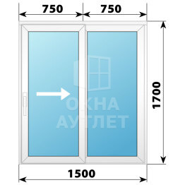 Пластиковая раздвижная дверь 1500×1700 2С ОА-58612