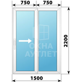 Пластиковая раздвижная дверь 1500×2200 2С ОА-58615