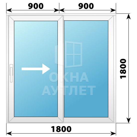 Пластиковая раздвижная дверь 1800×1800 2С ОА-56410