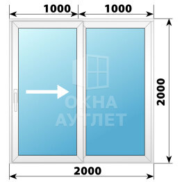 Пластиковая раздвижная дверь 2000×2000 2С ОА-56683