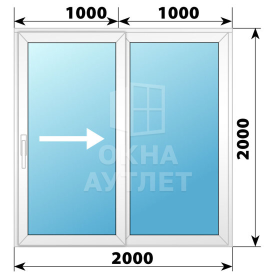 Пластиковая раздвижная дверь 2000×2000 2С ОА-56683