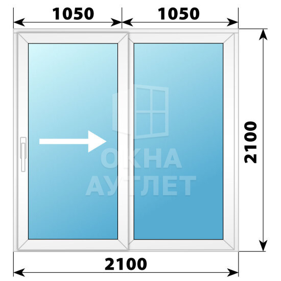 Пластиковая раздвижная дверь 2100×2100 2С ОА-56521