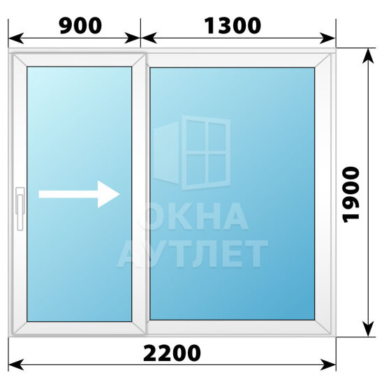 Пластиковая раздвижная дверь 2200×1900 2СН ОА-58627