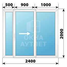 Пластиковая раздвижная дверь 2400×2000 3СН ОА-58639