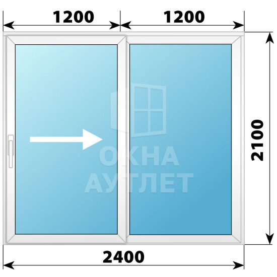 Пластиковая раздвижная дверь 2400×2100 2С ОА-58675