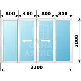 Пластиковая раздвижная дверь 3200×2000 4С1 ОА-58693