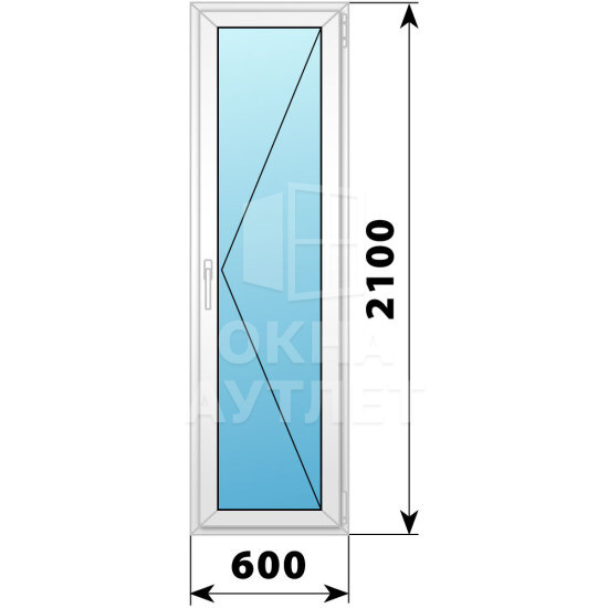 Пластиковая стеклянная балконная дверь 600×2100 П ОА-56965