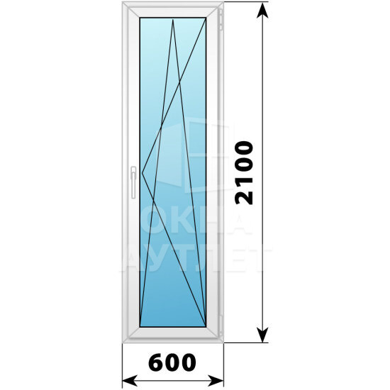 Пластиковая стеклянная балконная дверь 600×2100 ПО ОА-56989