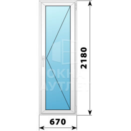Пластиковая стеклянная балконная дверь 670×2180 П ОА-57061