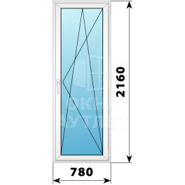 Пластиковая стеклянная балконная дверь 780×2160 ПО ОА-57346