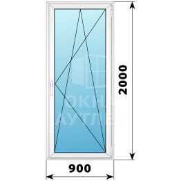 Пластиковая стеклянная балконная дверь 900×2000 ПО ОА-57442