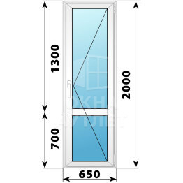 Пластиковая стеклянная балконная дверь с импостом 650×2000 П ОА-56968