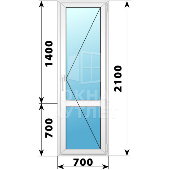 Пластиковая стеклянная балконная дверь с импостом 700×2100 П ОА-57196