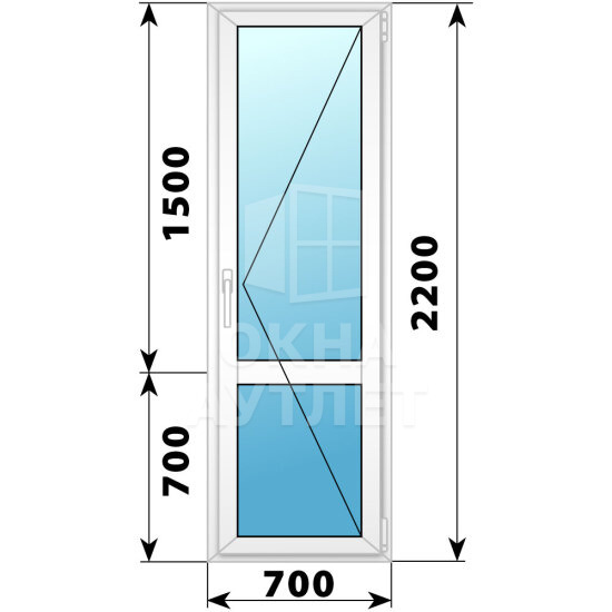 Пластиковая стеклянная балконная дверь с импостом 700×2200 П ОА-57328
