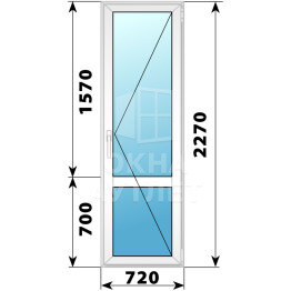 Пластиковая стеклянная балконная дверь с импостом 720×2270 П ОА-57415