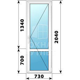 Пластиковая стеклянная балконная дверь с импостом 730×2040 П ОА-57220