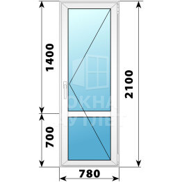 Пластиковая стеклянная балконная дверь с импостом 780×2100 П ОА-57361