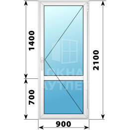 Пластиковая стеклянная балконная дверь с импостом 900×2100 П ОА-56488