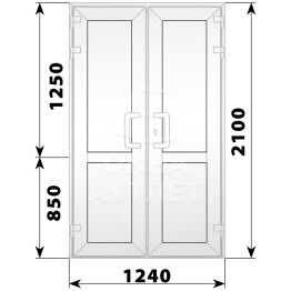 Пластиковая входная двухстворчатая глухая дверь 1240×2100 ОА-58129
